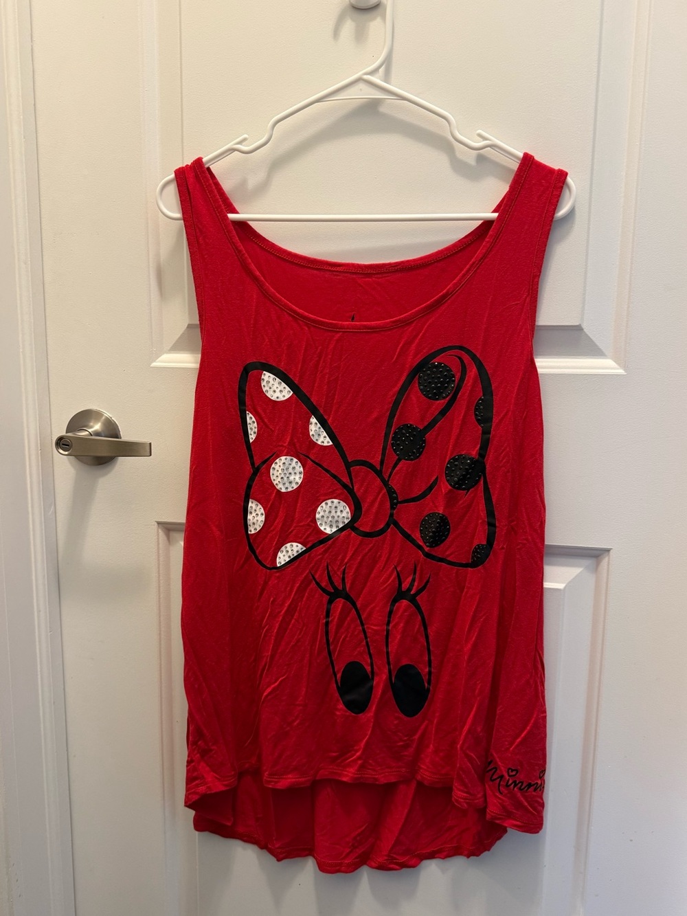 Disney Red Minnie Bow Tank Top with Black & White Accents